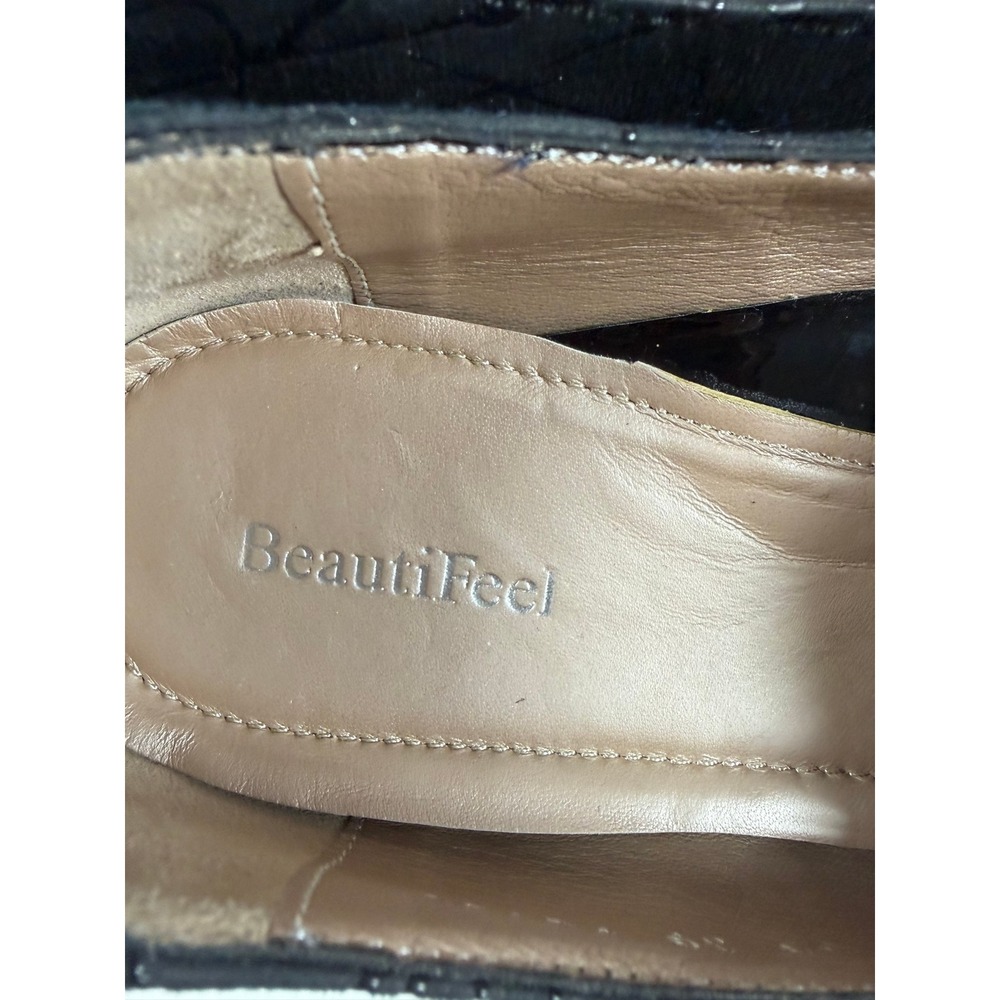 BeautiFeel Loafers Womens 39 Black Red Trim Scribble Suede Slip On Comfort Shoes - Picture 4 of 10